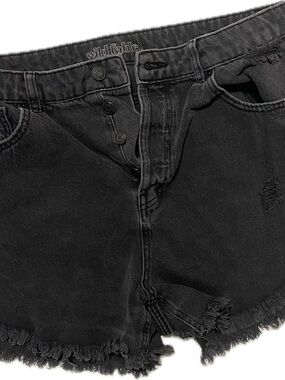 wild fable Black High-Waist Frayed Denim Shorts